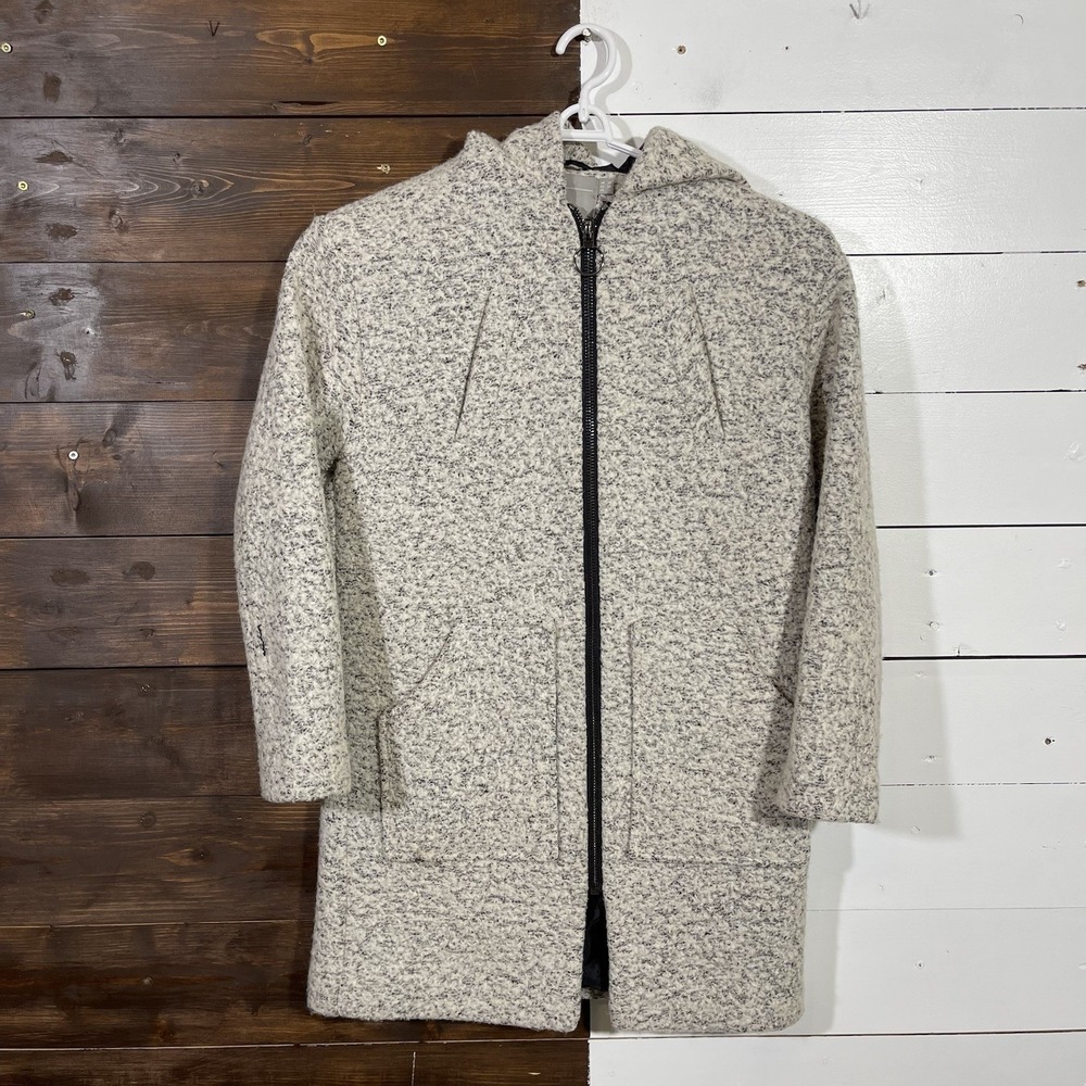 ASOS Brush Texture 3/4 Gray Hooded Coat‎ Womens Size 6 Casual Elegant